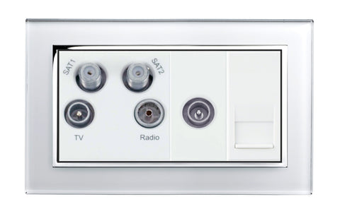 Crystal CT TV - Radio - Twin Sat / TV / BT Master Socket White - SE Home