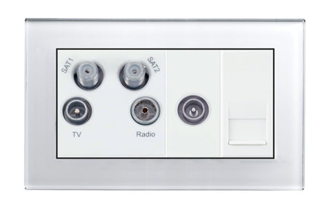 Crystal PG TV - Radio - Twin Sat / TV / BT Master Socket White - SE Home