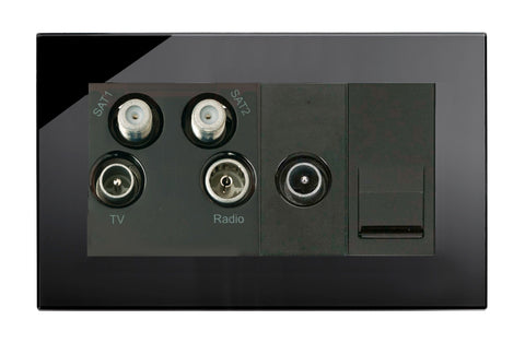 Crystal PG TV - Radio - Twin Sat / TV / BT Master Socket Black - SE Home