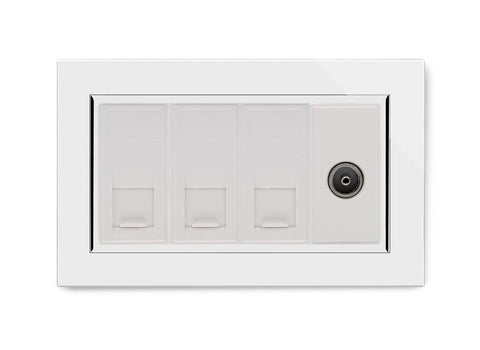 Retrotouch Triple RJ45 + TV Socket White CT