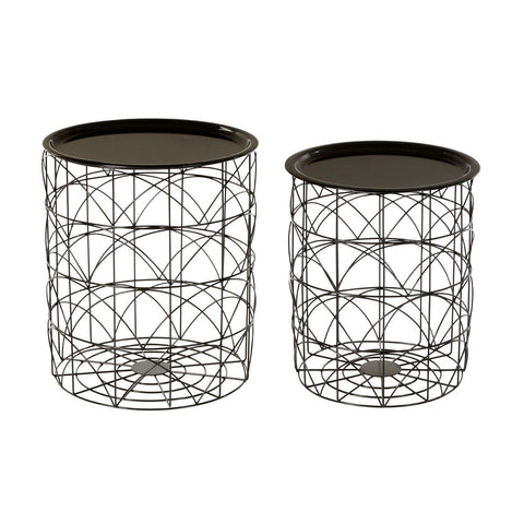 Black Wire Basket Tables Set Of 2 - SE Home