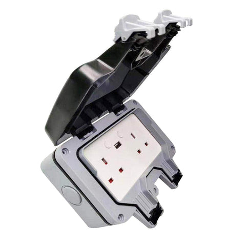 Smart WiFi Weatherproof Outdoor IP55 13A Twin USB Plug Socket - SE Home