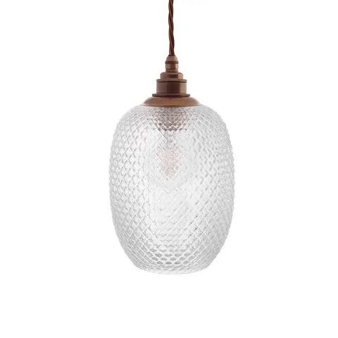 Huxley Prismatic Pineapple Glass Pendant Light - Old English Brass