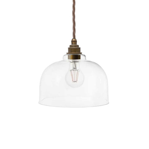 Tennyson Clear Glass Pendant Light - Old English Brass - SE Home