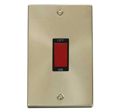 Satin Brass 2 Gang Size 45A Switch - Black Trim - SE Home