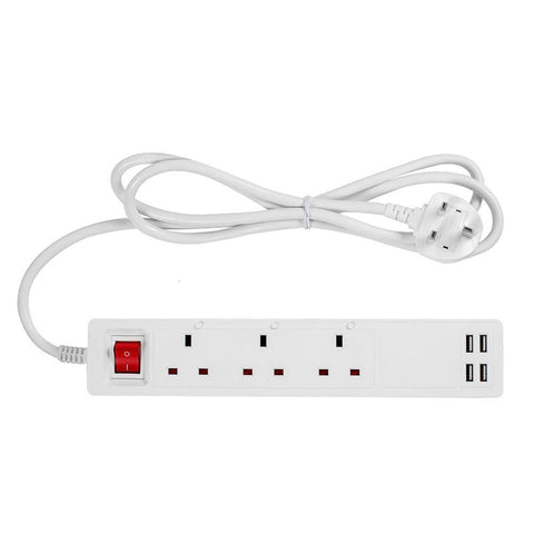 Smart Wifi 13A Plug Socket Extension Lead with 3 Plug Sockets & 4 USB - SE Home