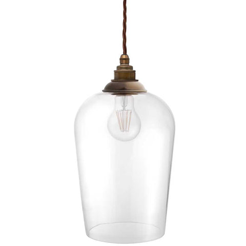 Milton Clear Glass Pendant Light - Old English Brass