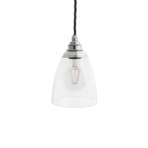 Dickens Clear Glass Pendant Light with Oxford Cap - Nickel - SE Home