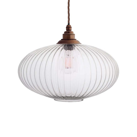 Henley Ellipse Glass Pendant Light with Small Cap - Old English Brass - SE Home