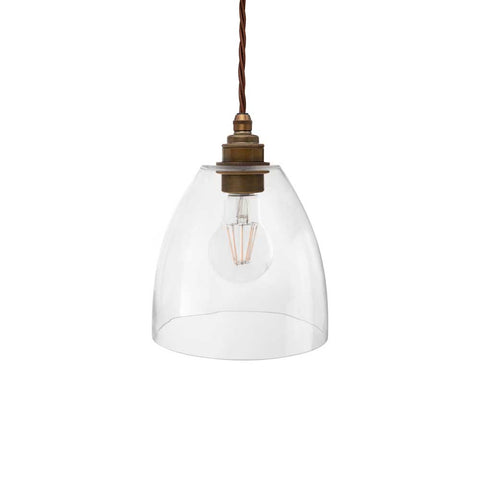 Potter Clear Glass Pendant Light - Old English Brass