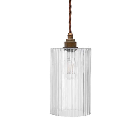 Henley Cylinde Glass Pendant Light - Old English Brass