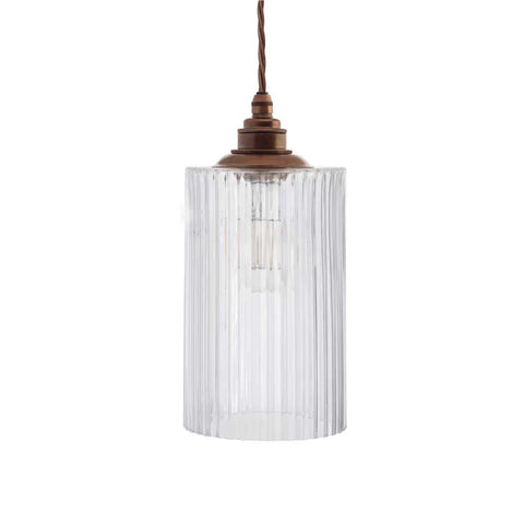 Henley Cylinde Glass Pendant Light with Small Cap - Old English Brass - SE Home