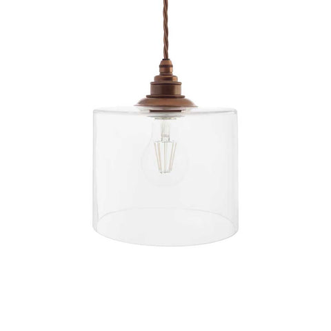 Lowell Petite Clear Glass Pendant Light - Old English Brass - SE Home