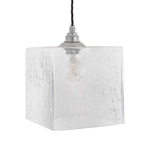 Montagu Dappled Glass Pendant Light - Nickel - SE Home