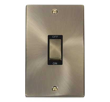 Antique Brass 2 Gang Ingot Size 45A Switch - Black Trim - SE Home