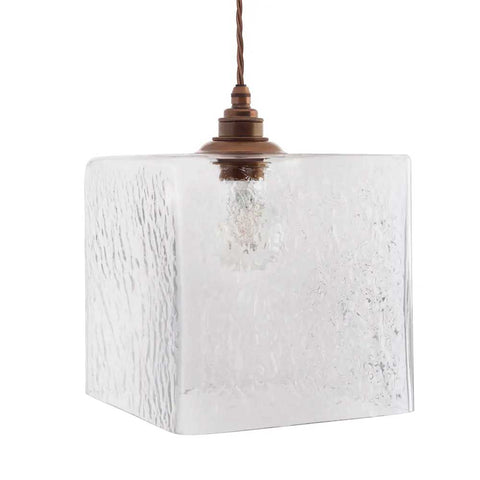 Montagu Dappled Glass Pendant Light - Old English Brass - SE Home