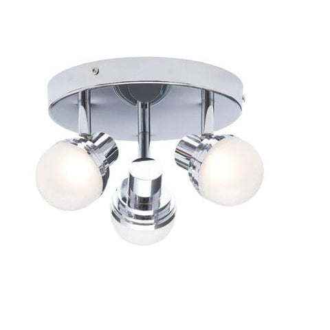 Milan 3 Light LED Bathroom Spotlight Ceiling Fitting In Polished Chrome Finish With Opal Glass Shades - SE Home