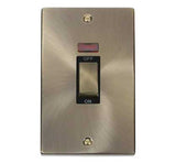 Antique Brass 2 Gang Ingot Size 45A Switch With Neon - Black Trim - SE Home