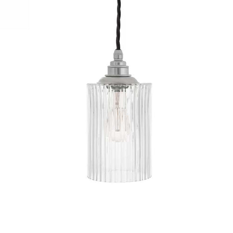 Henley Cylinde Petite Fluted Glass Pendant Light - Nickel - SE Home