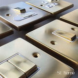 Satin Brass 1 Gang 20A Ingot DP Switch - White Trim - SE Home