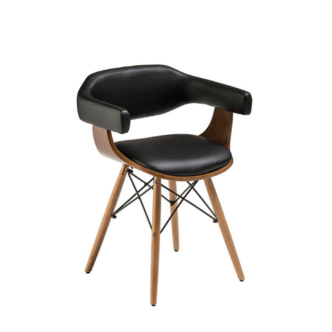Black Leather Effect Beech Wood Legs Chair - SE Home