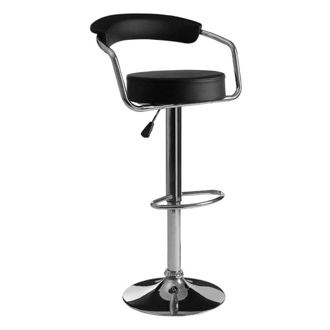 Stellar Bar Chair In Black Leather Effect With A Chrome Base - SE Home