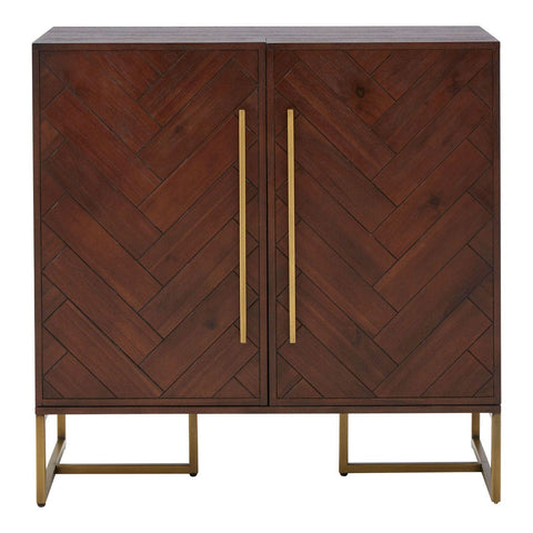 Brando Drinks Cabinet In Acacia Veneer With Antique Brass - 2 Door - SE Home