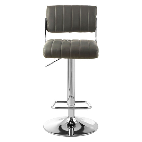Table & Bar Stools Radisson Bar Stool In Grey Faux Leather With A Chrome Base