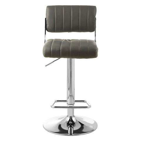 Radisson Bar Stool In Grey Faux Leather With A Chrome Base - SE Home