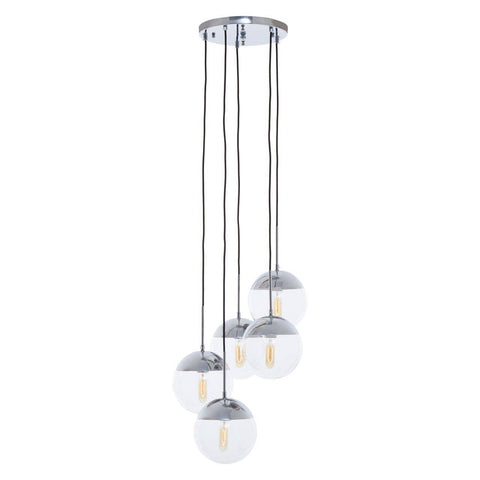 Revive Chrome Finish Five Pendant Lights - SE Home