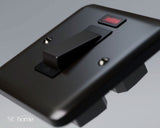 Matt Black - Black Inserts Matt Black Cooker Control Ingot 45A With 13A Switched Plug Socket & 2 Neons - Black Trim