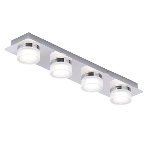 Amalfi 4 Light LED Flush Bathroom Bar Ceiling Fitting In Aluminium Finish - SE Home