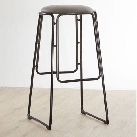 Chicago Bar Stool In Vintage Ash With Gunmetal Legs And Faux Leather Seat - SE Home