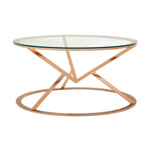 Allure Corseted Round Rose Gold Coffee Table - SE Home