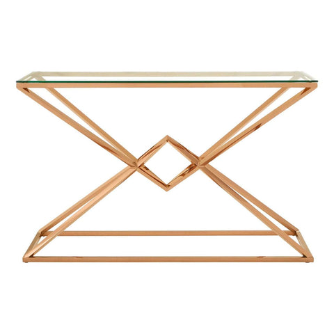 Allure Corseted Rose Gold Console Table - SE Home