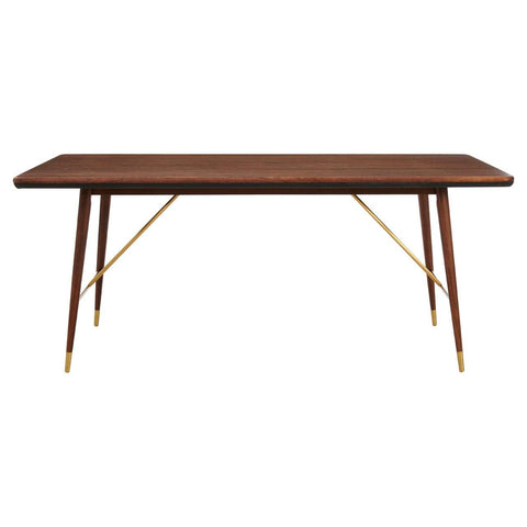 Kenso Walnut Wood / Brass Finish Dining Table - SE Home