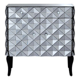 Cabinets & Storage Soho 2 Drawer Cabinet In Silver Glass With 3D Mirror Effect