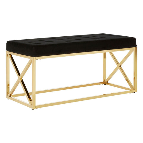 Allure Black Tufted Seat / Gold Finish Bench - SE Home