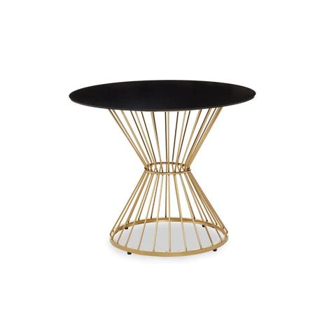 Anzio Black Glass Top Round Dining Table - SE Home