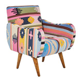 Cefena Multi-Coloured Fabric Chair With Mango Wood Legs - SE Home