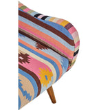 Cefena Multi-Coloured Fabric Chair With Mango Wood Legs - SE Home