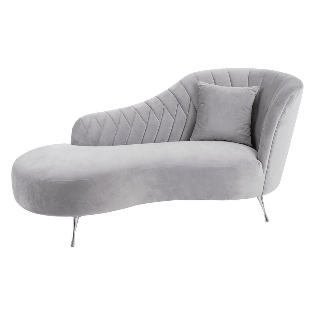 Rene Grey Velvet Chaise Longue SE Home