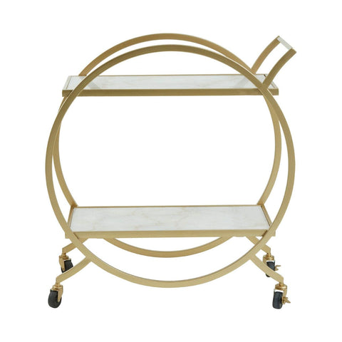 Table & Bar Stools Avantis White Marble And Gold 2 Tier Trolley