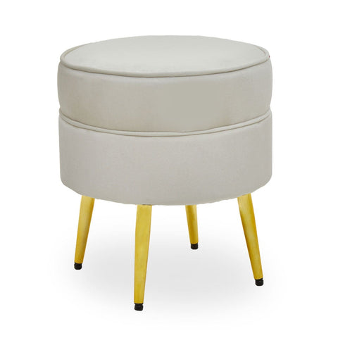 Table & Bar Stools Tamra Round Velvet Gold Leg Footstool