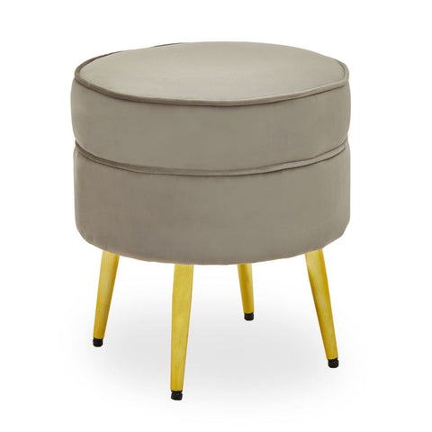 Tamra Round Velvet Gold Leg Footstool - SE Home