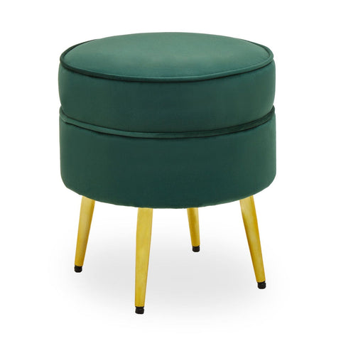 Tamra Round Velvet Gold Leg Footstool - SE Home