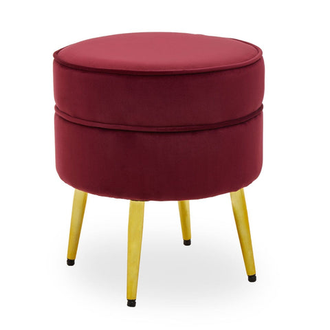 Tamra Round Velvet Gold Leg Footstool - SE Home