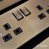 Antique Brass 10A 1 Gang Ingot 3 Pole Fan Isolation Switch - Black Trim - SE Home