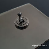 Screwless Black Nickel - Black Trim - Slim Plate Screwless Black Nickel 3 Gang Intermediate Light Switch