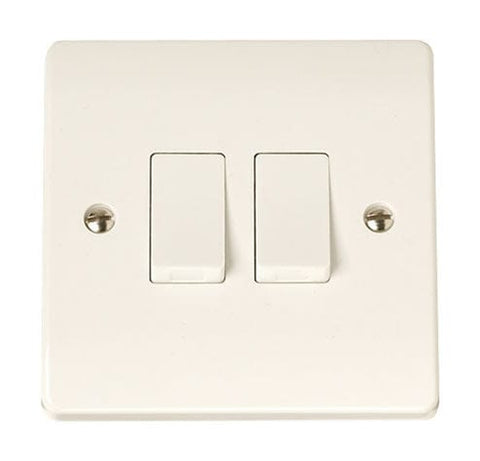 Curva White Range 10A 2 Gang 2 Way Switch